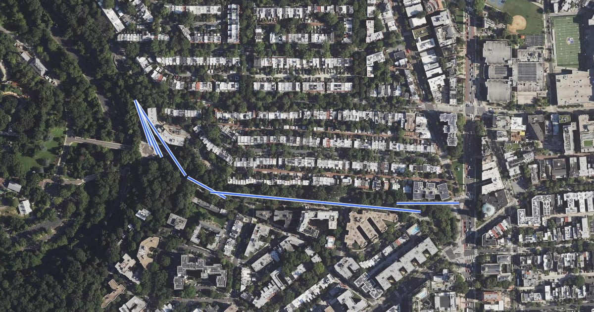 Маршрут Harvard Street NW на спутниковом снимке