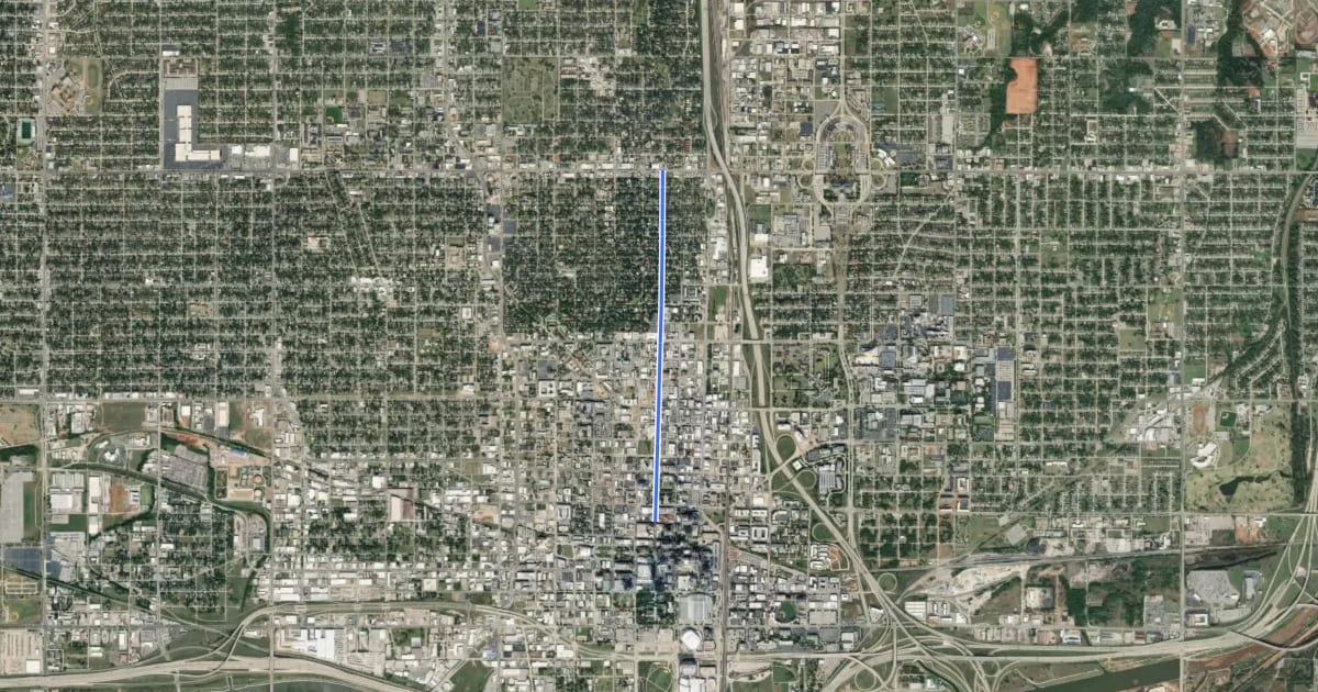 Маршрут Harvey Avenue на спутниковом снимке