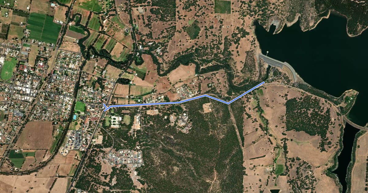 Маршрут Harvey Dam Shared Path на спутниковом снимке