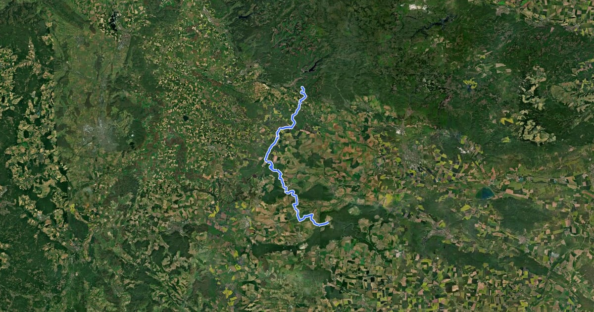 Маршрут Harz-Hainleite-Wanderweg на спутниковом снимке