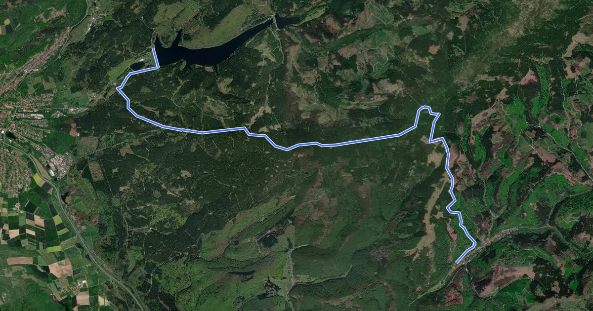 Маршрут Harzer BaudenSteig Etappe 2 на спутниковом снимке