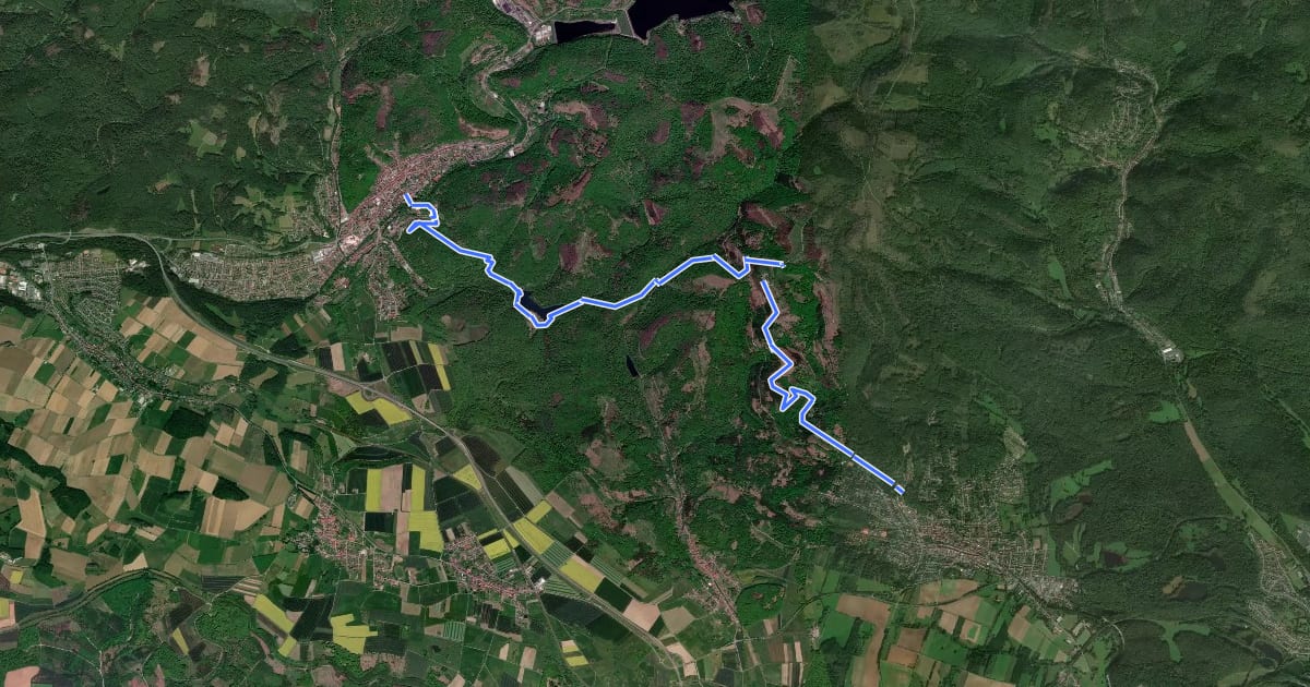 Маршрут Harzer Baudensteig Etappe 4 на спутниковом снимке