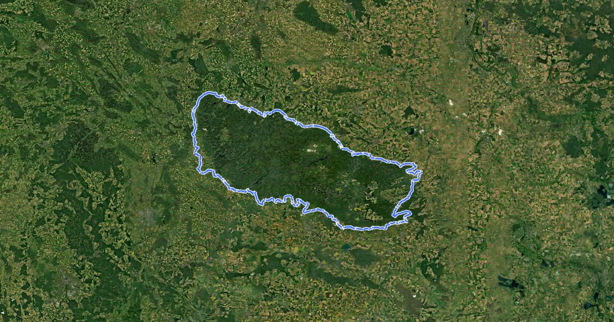 Маршрут Harzrundweg на спутниковом снимке