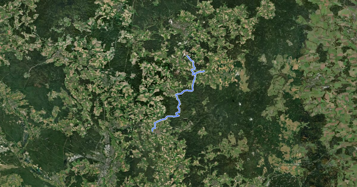 Маршрут Haselstein Radweg на спутниковом снимке