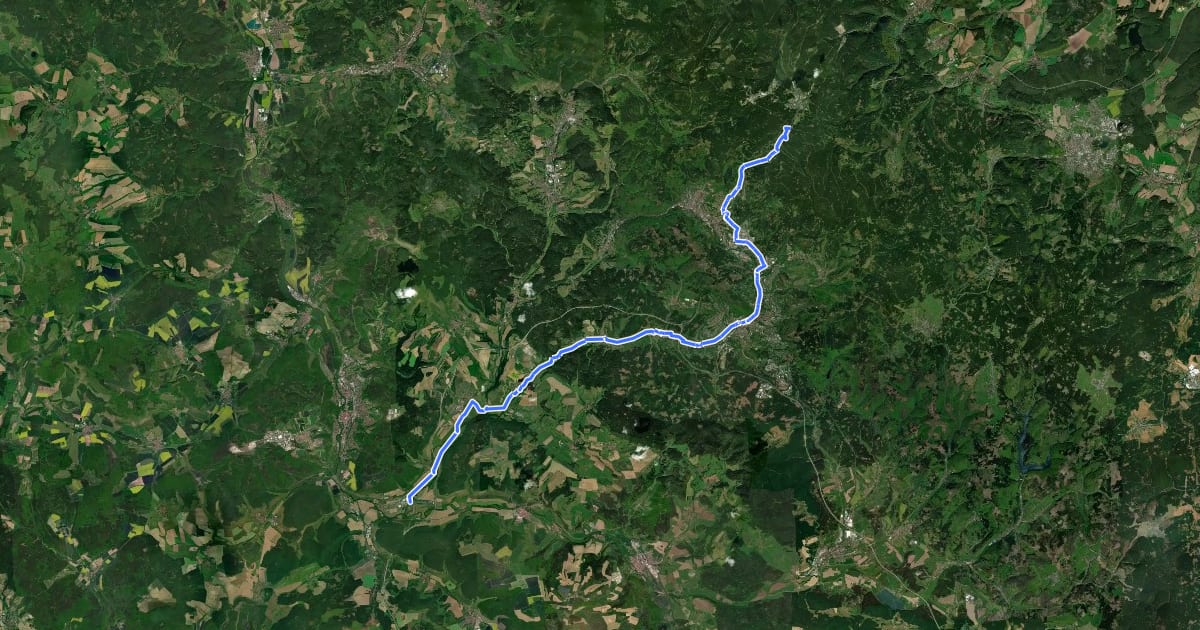Маршрут Haseltalradweg на спутниковом снимке