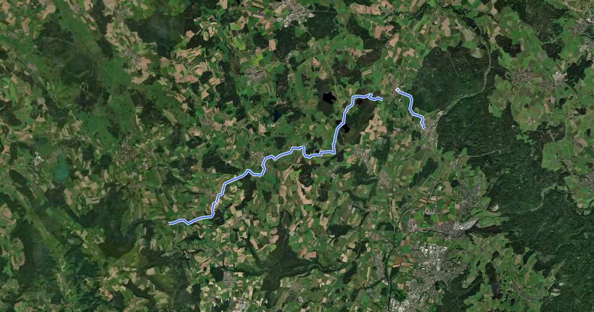 Маршрут Hasenweiler–Wolpertswende на спутниковом снимке