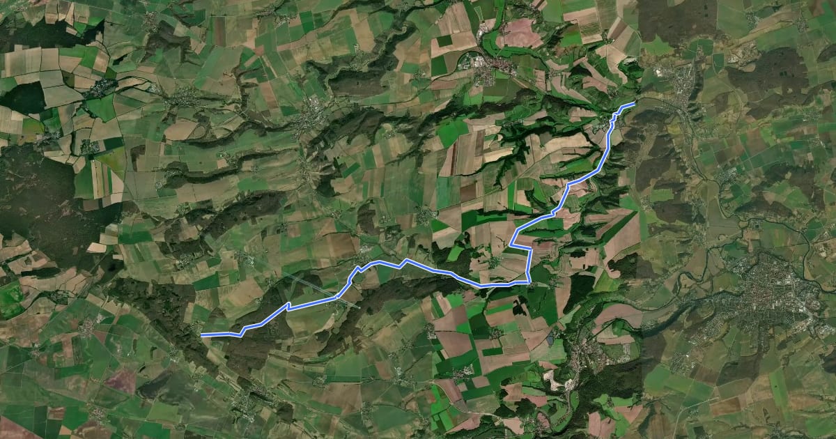 Маршрут Hasselbach-Radweg на спутниковом снимке