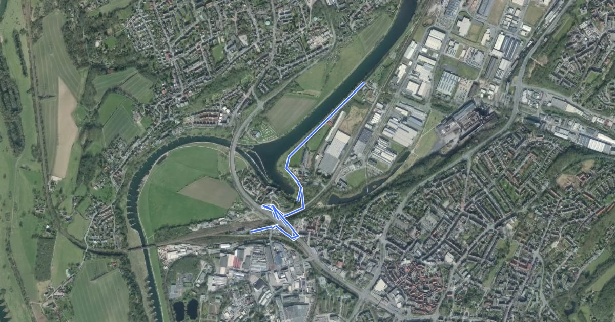 Маршрут Hattingen, Henrichshütte (78) - Bahnhof Hattingen (Ruhr) (79) на спутниковом снимке
