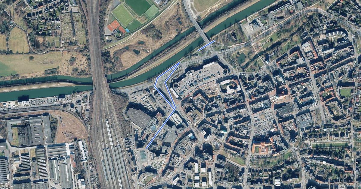 Маршрут Hauptbahnhof Hamm (7) - Münsterstraße, Hamm (8) на спутниковом снимке