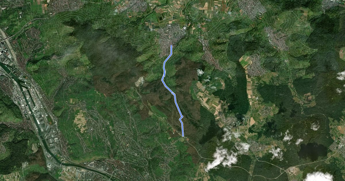 Маршрут Hauptline des SAV (blauer Strich) на спутниковом снимке