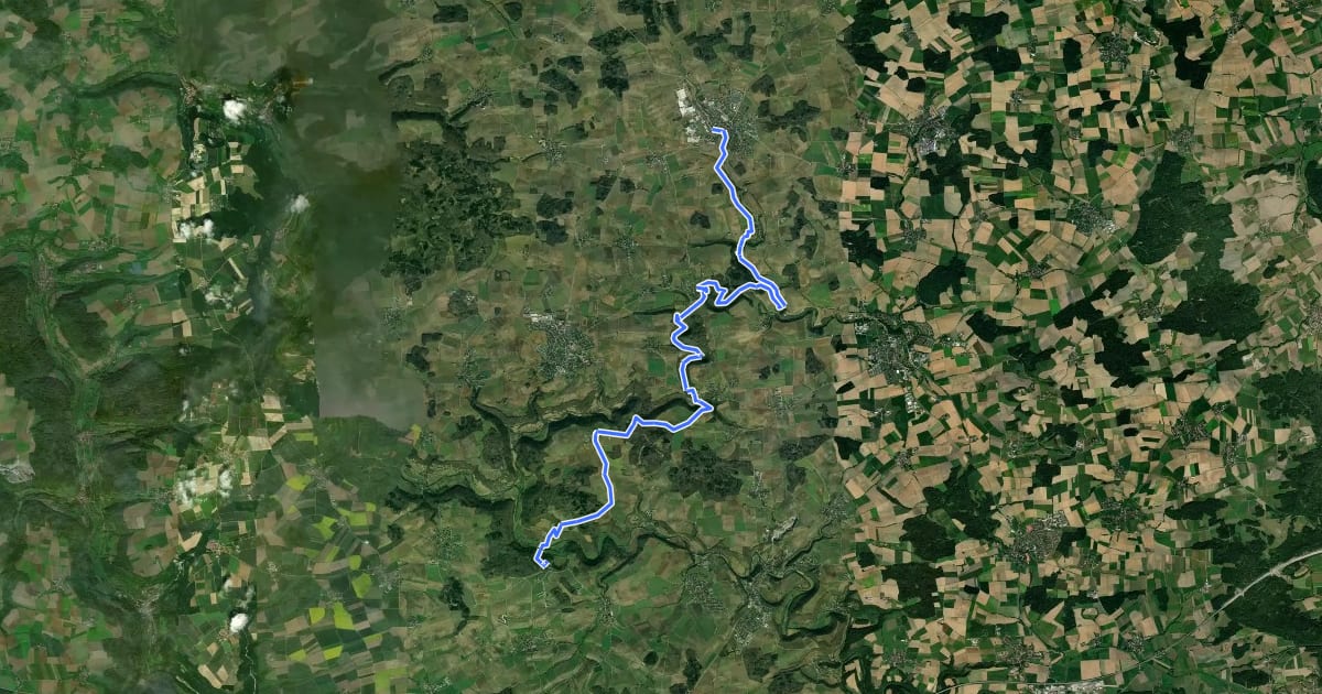Маршрут Hauptlinie des SAV (blauer Strich) на спутниковом снимке