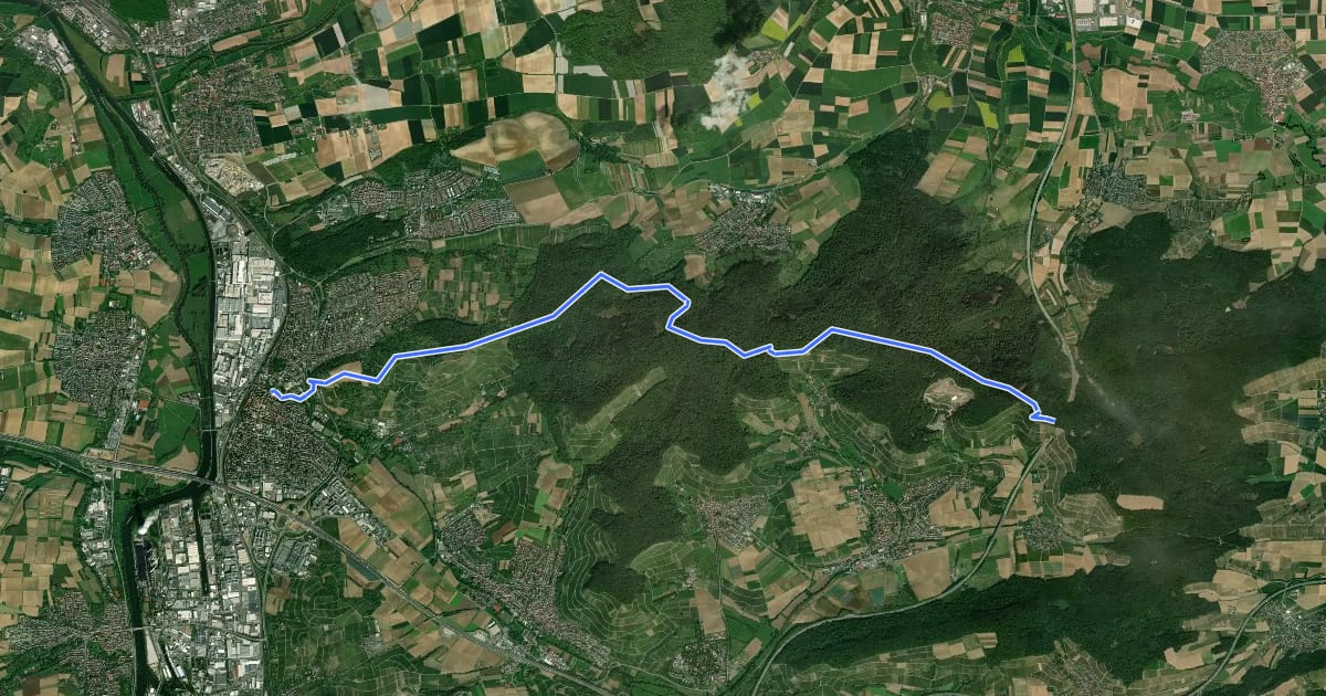 Маршрут Hauptlinie des SAV (blauer Strich) на спутниковом снимке