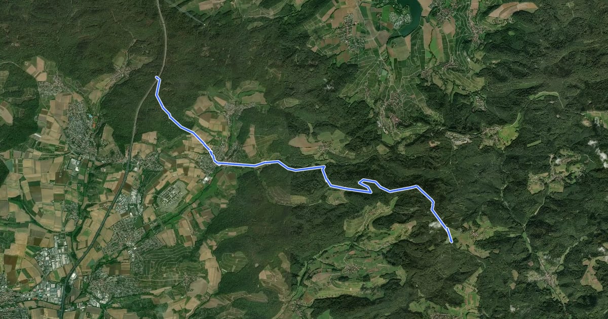 Маршрут Hauptlinie des SAV (blauer Strich) на спутниковом снимке