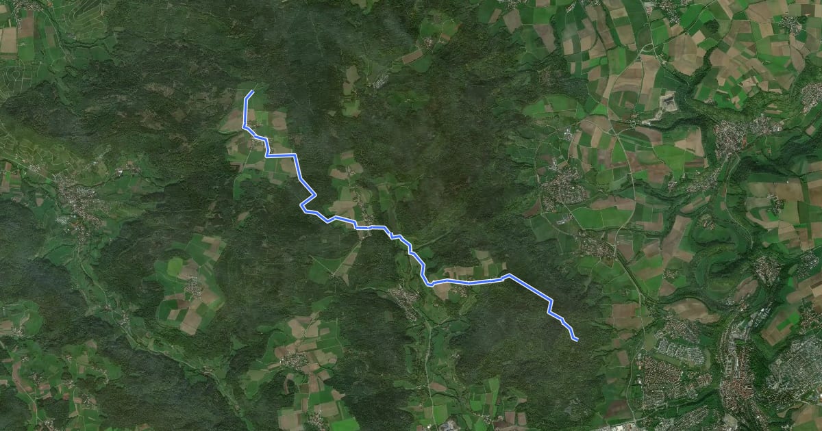 Маршрут Hauptlinie des SAV (blauer Strich) на спутниковом снимке