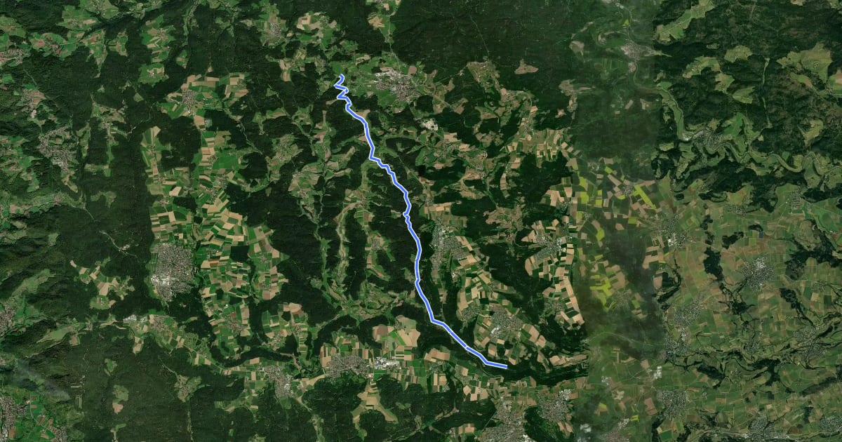Маршрут Hauptlinie des SAV (blauer Strich) на спутниковом снимке