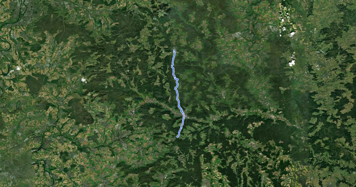 Маршрут Hauptlinie des SAV (blauer Strich) на спутниковом снимке