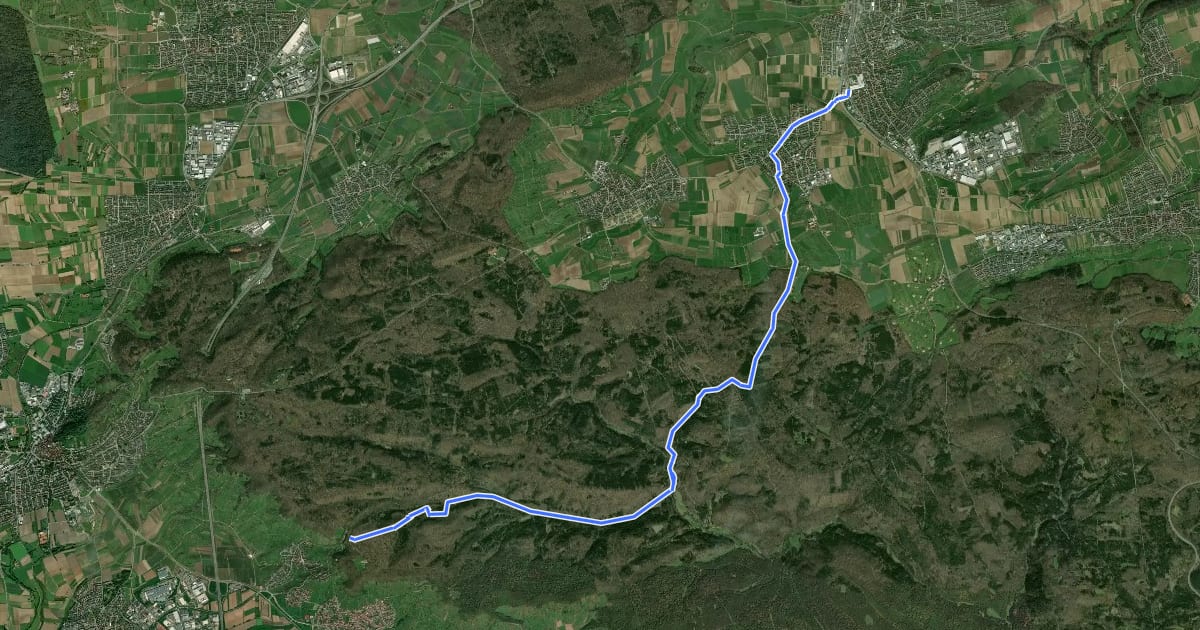 Маршрут Hauptlinie Holzgerlingen - Goldersbachtal Mönchberg на спутниковом снимке