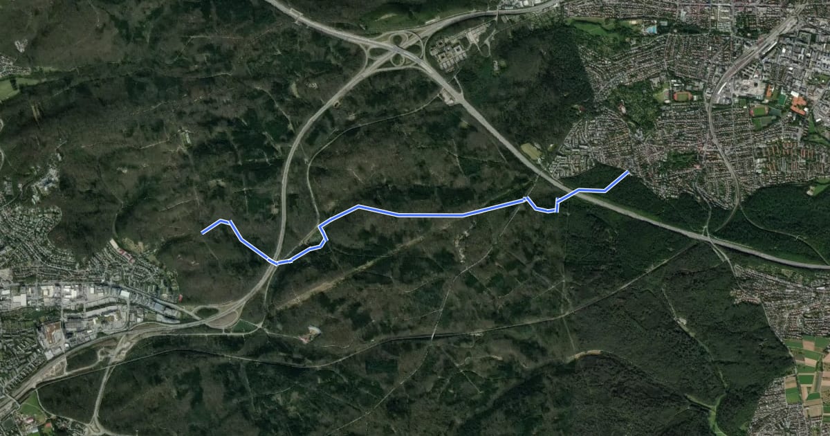 Маршрут Hauptlinie Stuttgart-Rohr - Sindelfingen Fressberger Stiege на спутниковом снимке