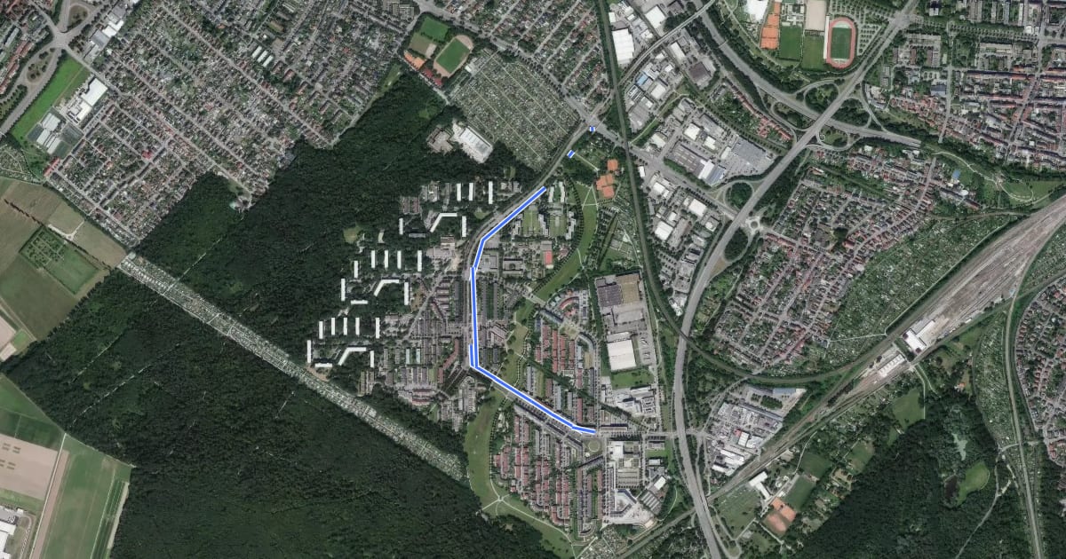 Маршрут Hauptradstrecke 5 | Oberreut - Südstadt на спутниковом снимке