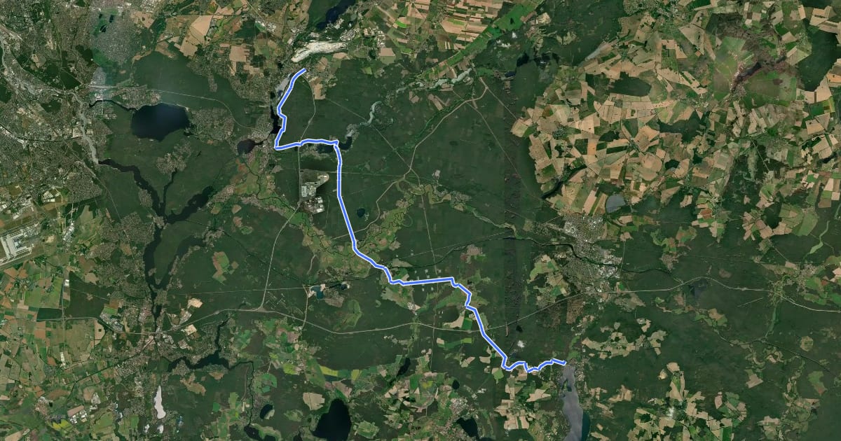 Маршрут Hauptradwanderweg H1 на спутниковом снимке