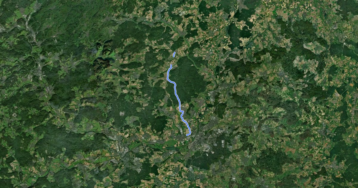 Маршрут Hauptroute 14 Gießen-Marburg на спутниковом снимке
