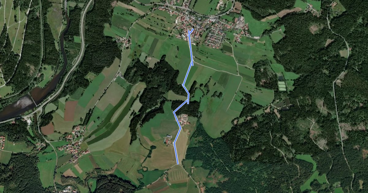 Маршрут Hauptwanderweg 4 (Rinchnach - Schweinhütt) на спутниковом снимке