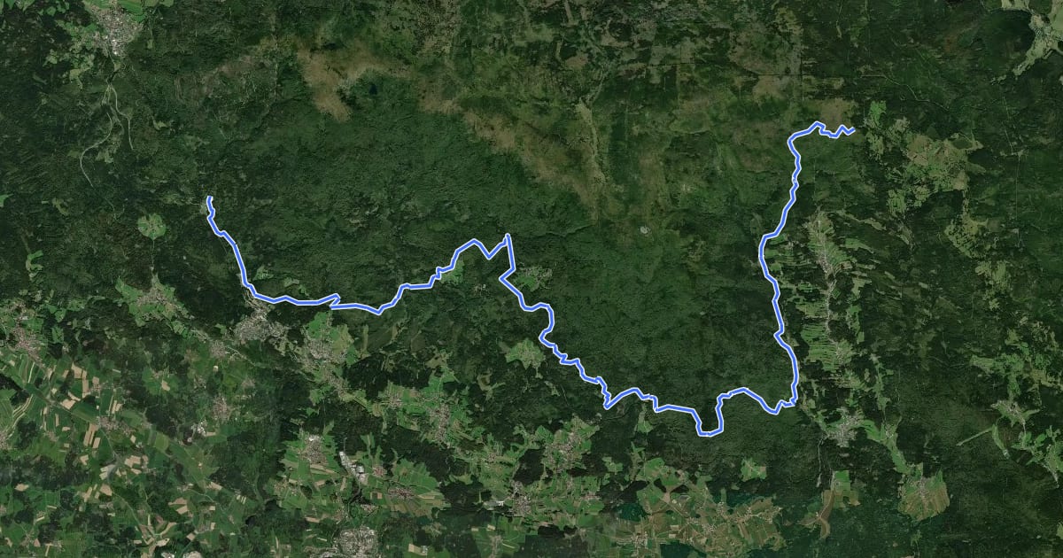 Маршрут Hauptwanderweg (Nationalpark Bayerischer Wald) на спутниковом снимке