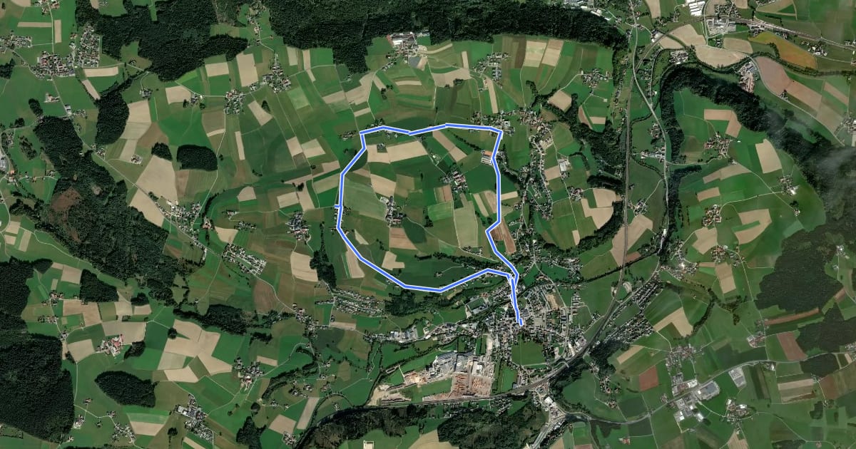 Маршрут Haushamerfeld – Pfaffing – Kalvarienberg - Rundweg на спутниковом снимке