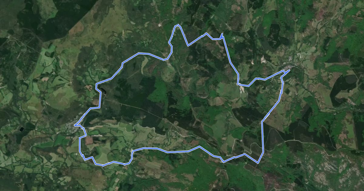 Маршрут Haute Vallée de l'Agout на спутниковом снимке