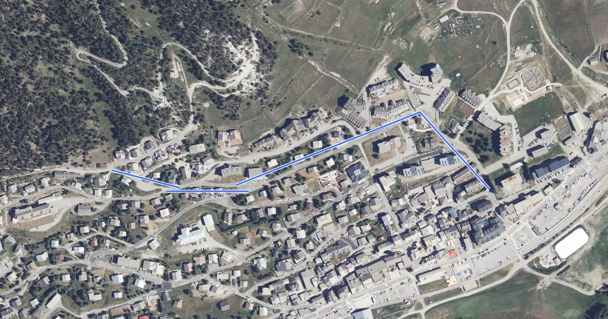Маршрут Hautes Combes - Montgenèvre Centre на спутниковом снимке
