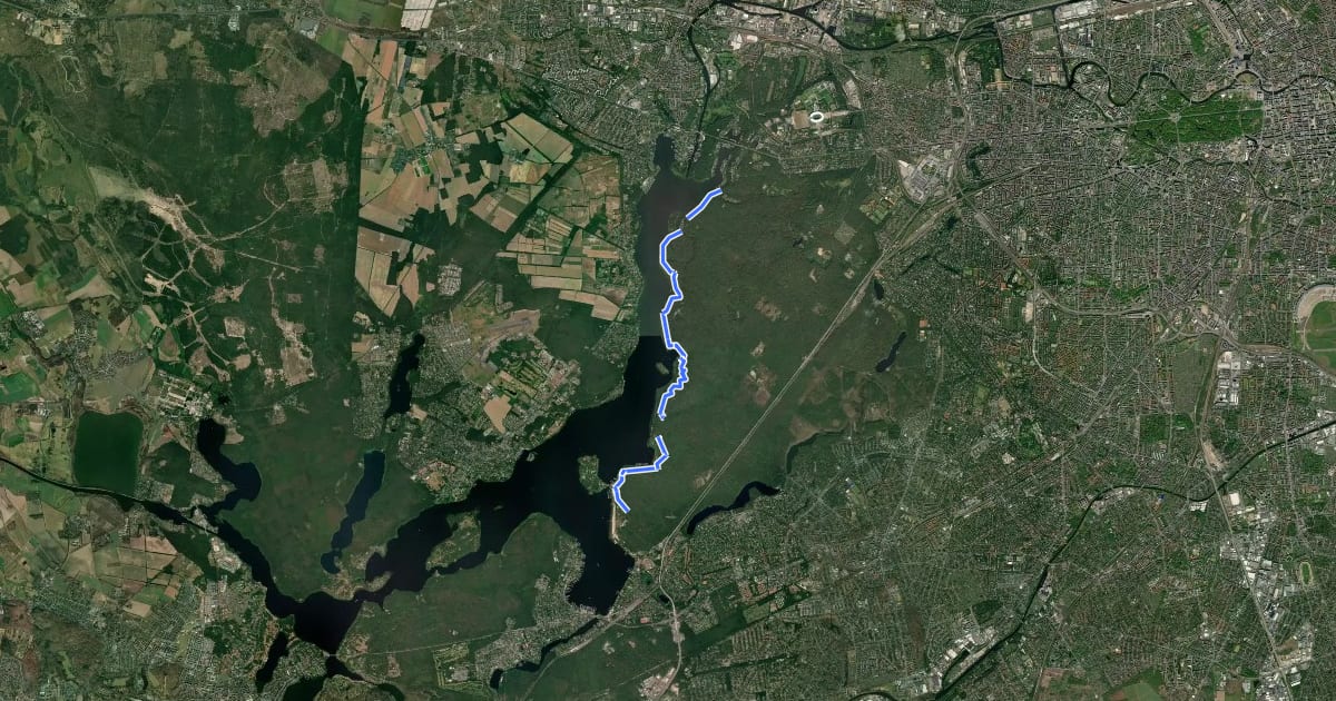 Маршрут Havelhöhenweg на спутниковом снимке