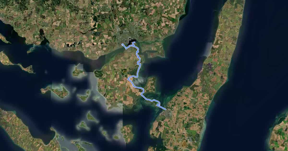Маршрут Øhavsstien 4: Svendborg - Tåsinge - Rudkøbing на спутниковом снимке