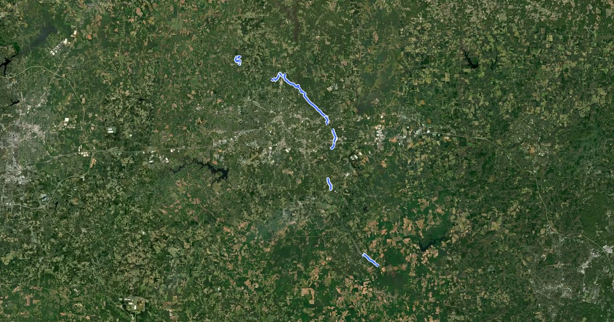 Маршрут Haw River Land Trail на спутниковом снимке