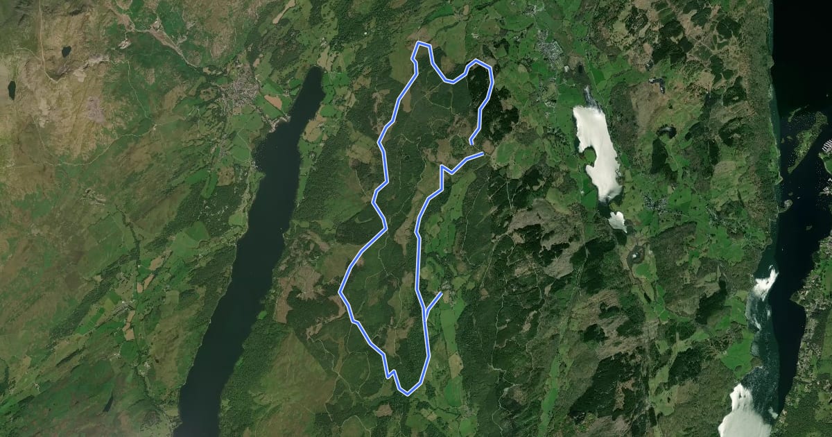 Маршрут Hawkshead Moor Trail на спутниковом снимке
