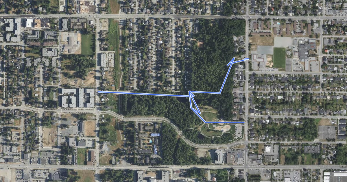 Маршрут Hawthorne Greenway на спутниковом снимке