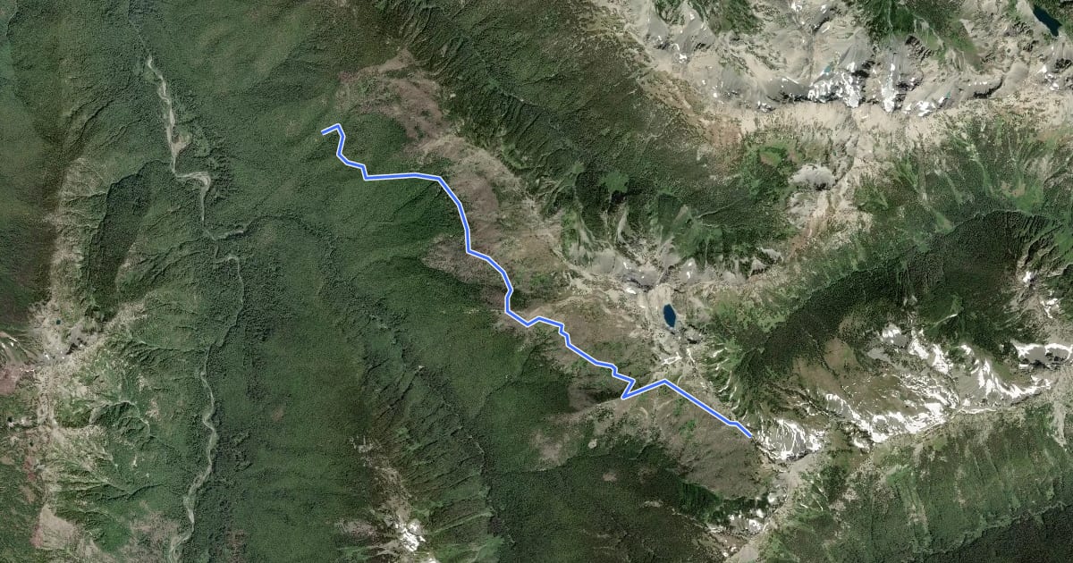 Маршрут Hayden Pass Trail на спутниковом снимке