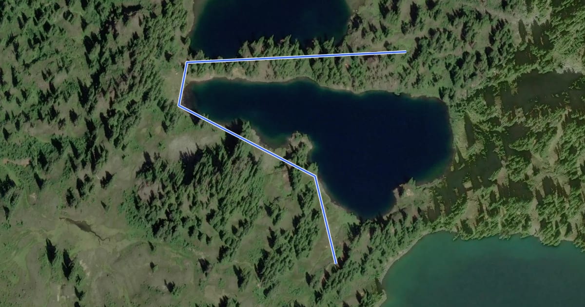 Маршрут Hayes Lake Trail на спутниковом снимке