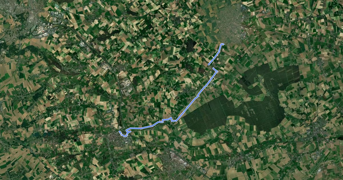 Маршрут Hazebrouck - Aire-sur-la-Lys на спутниковом снимке