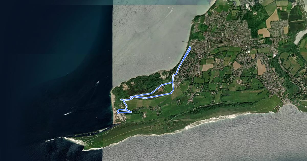Маршрут Headon Warren Walk, Isle of Wight на спутниковом снимке