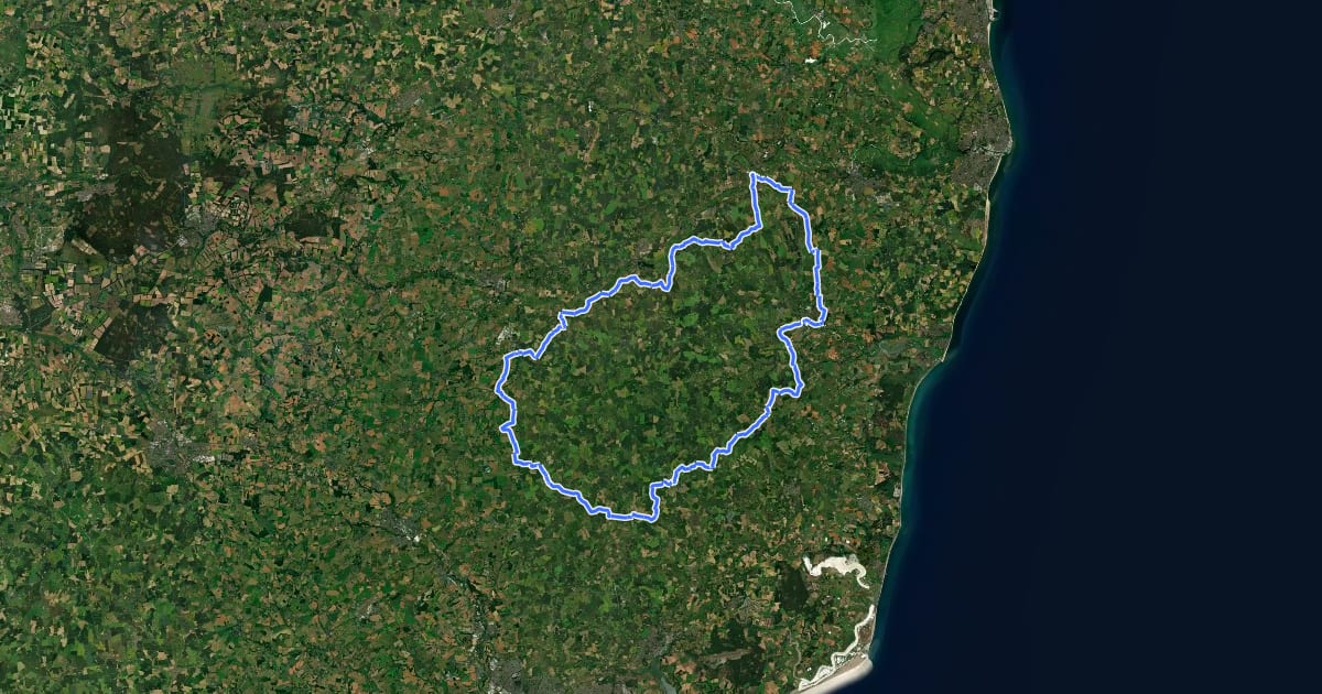 Маршрут Heart of Suffolk Route на спутниковом снимке