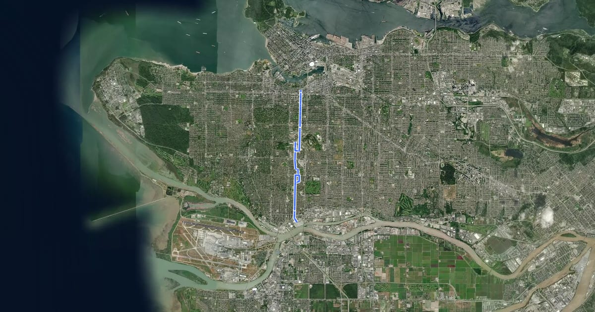 Маршрут Heather Bikeway на спутниковом снимке