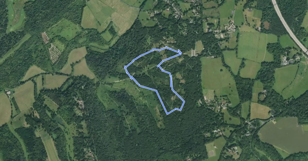 Маршрут Heathland Trail (Headley Heath NT) на спутниковом снимке