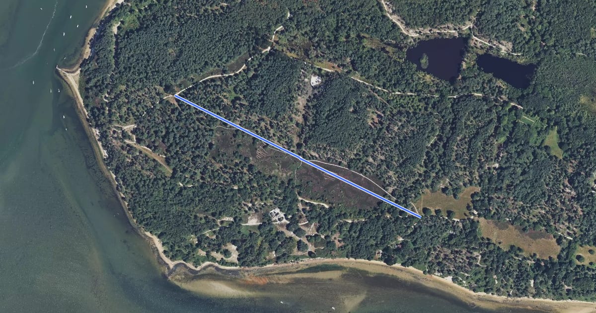 Маршрут Heathland Walk, Brownsea Island на спутниковом снимке