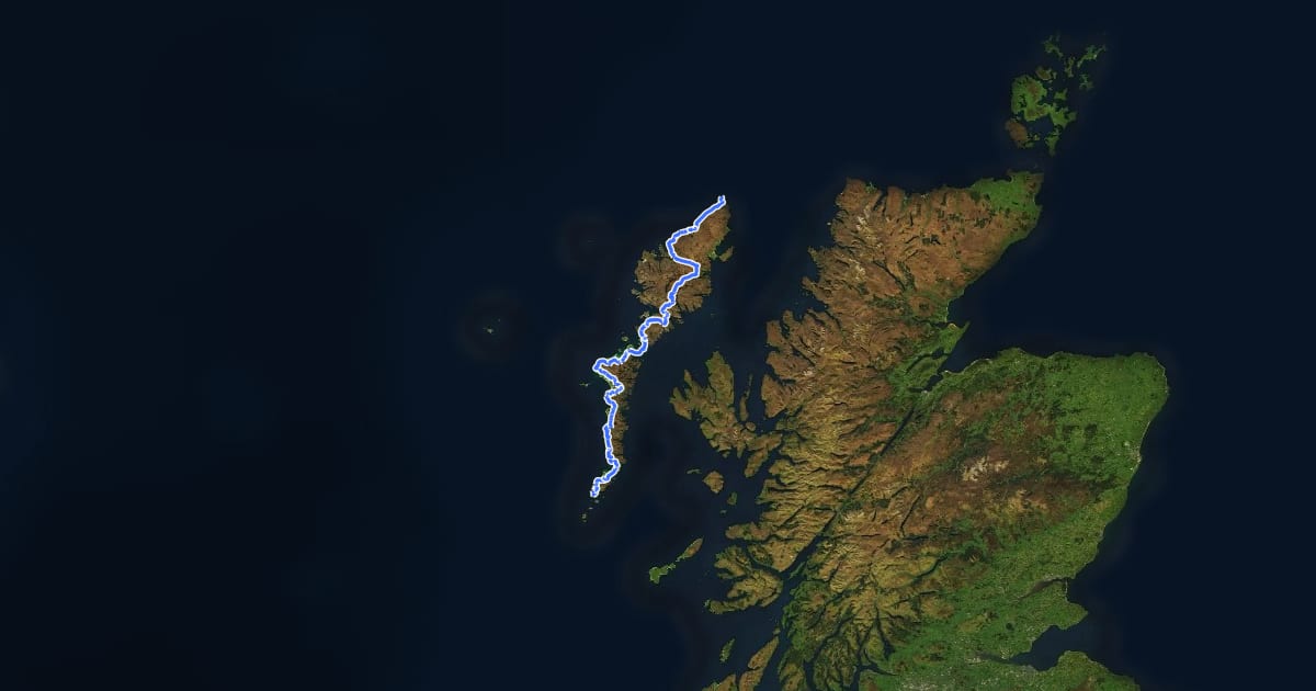 Маршрут Hebridean Way на спутниковом снимке