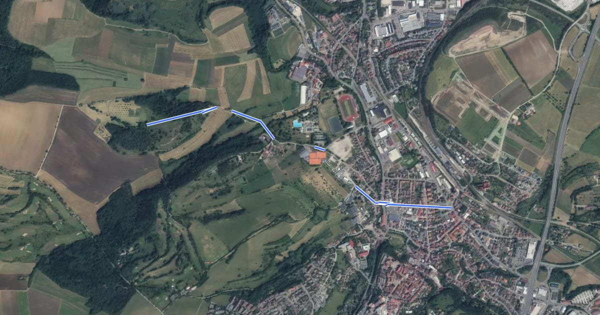 Маршрут Hechingen - Martinsberg на спутниковом снимке