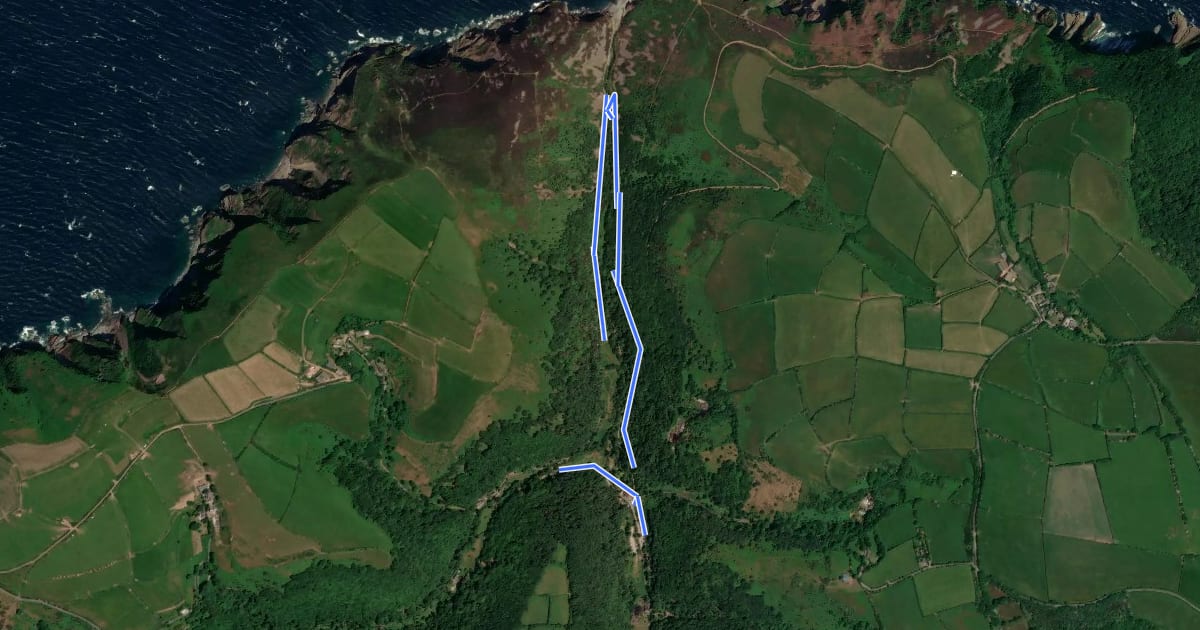Маршрут Heddon's Mouth circular walk на спутниковом снимке