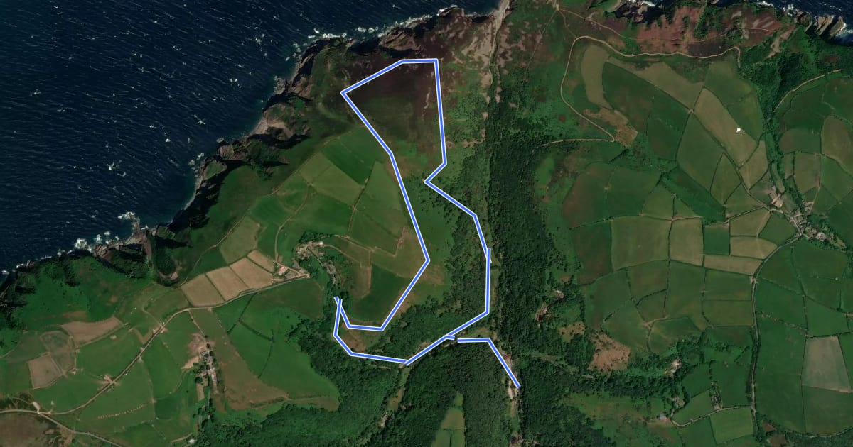 Маршрут Heddon Valley coast walk на спутниковом снимке