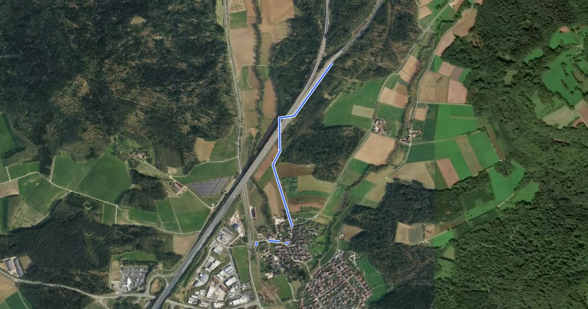 Маршрут Hedersdorf – Talbrücke Hienberg на спутниковом снимке