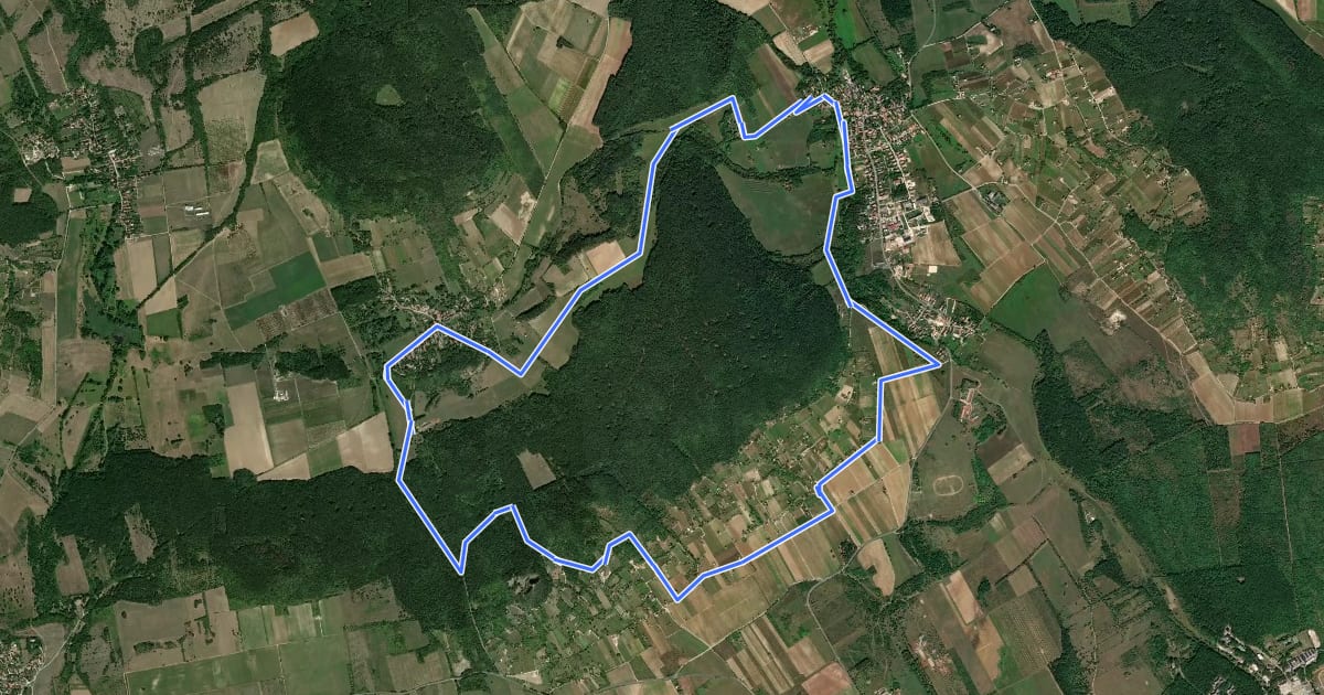 Маршрут Hegyestű panoráma kör на спутниковом снимке