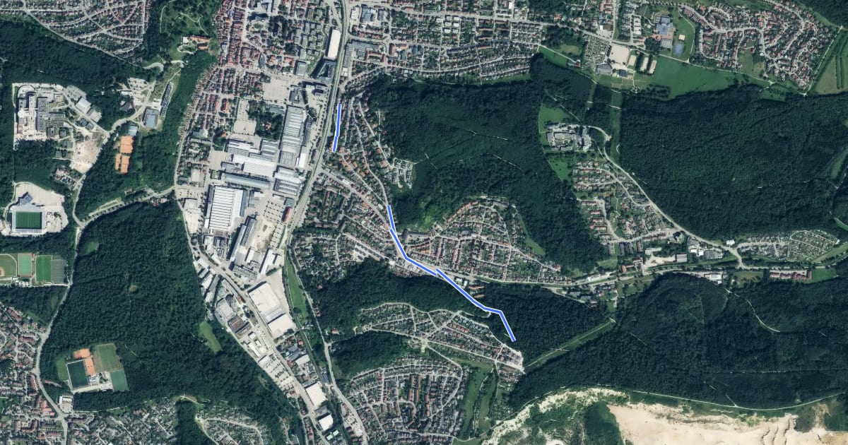 Маршрут Heidenheim - Mergelstetten на спутниковом снимке
